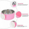 Stainless Steel Dog Cat Food Bowl Pet Feeder 2 In 1 Hanging Bowl Attach Cage Mount For Small Pets