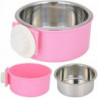 Stainless Steel Dog Cat Food Bowl Pet Feeder 2 In 1 Hanging Bowl Attach Cage Mount For Small Pets