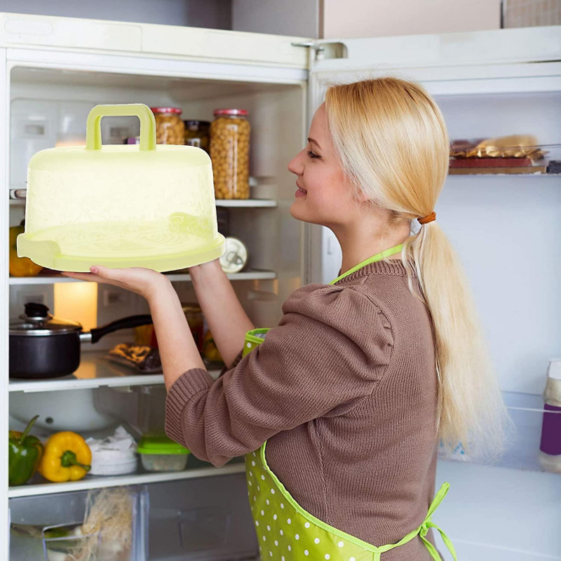 8 pouces rond porte-gâteau en plastique avec couvercles à dôme poignée étui de stockage des aliments