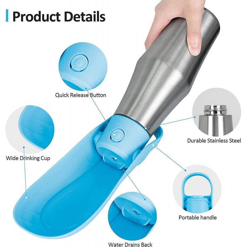 Pet Accompanying Cup Stainless Steel Outdoor Kettle Dog Walking Travel Drinking Fountain