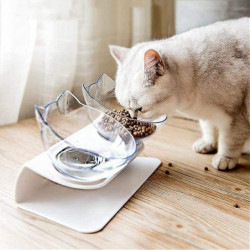 Cat Bowl With Stand, Tilted Cat Bowls For Kittens Elevated Cat Bowl Anti Vomiting Double Cat Bowls Plastic [...]
