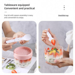 20oz Overnight Oat Containers with Lids and Spoons 2PCS, Portable Plastic Yogurt Jars, Leak-proof Large Capacity 20oz Overnight Oat Containers with Lids and Spoons 2PCS, Portable Plastic Yogurt Jars, Leak-proof Large Capacity