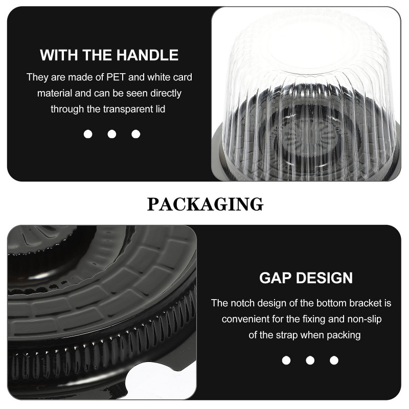 10Pcs Clear Plastic Food Container Cake Containers Carriers Packaging Box with Lids 4inch