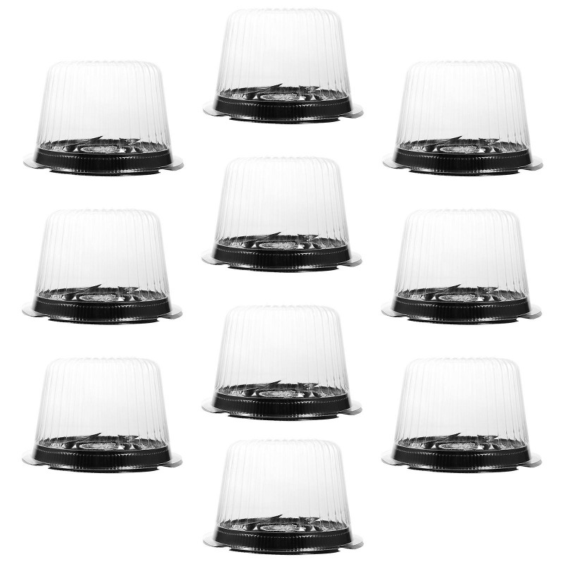 10Pcs Clear Plastic Food Container Cake Containers Carriers Packaging Box with Lids 4inch