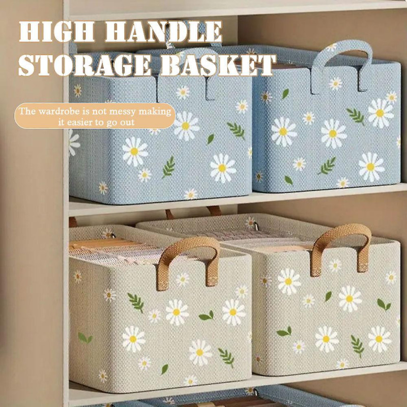 Daisies Pattern Pants Storage Box Large Capacity Stackable Storage Case for Bedroom