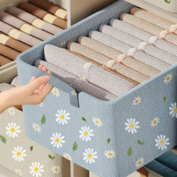 Daisies Pattern Pants Storage Box Large Capacity Stackable Storage Case for Bedroom Daisies Pattern Pants Storage Box Large Capacity Stackable Storage Case for Bedroom