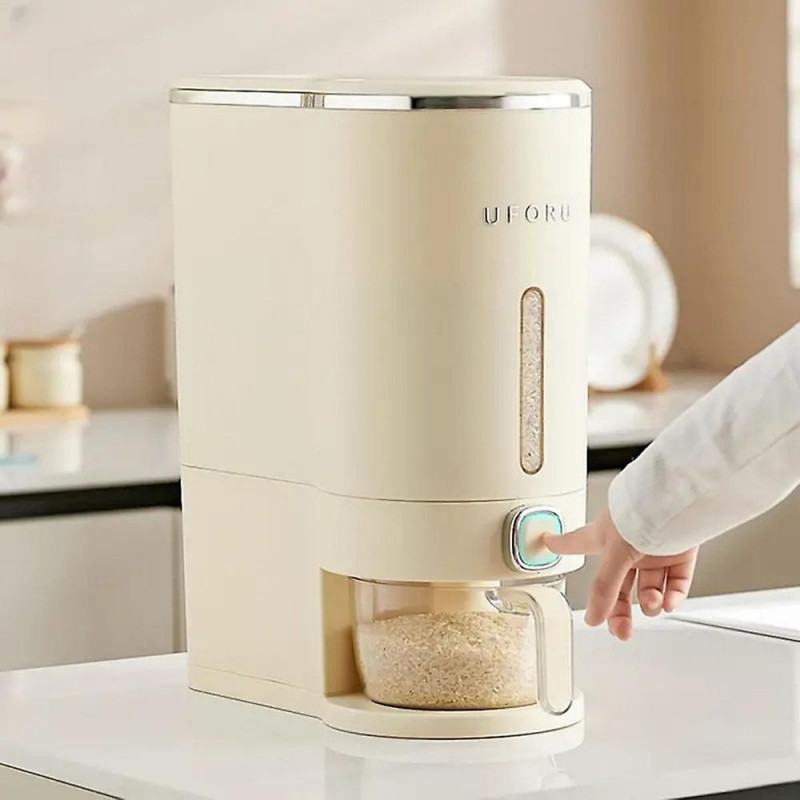 Household Rices Box with Press Button Moisture-Proof Dustproof Cans for Kitchen