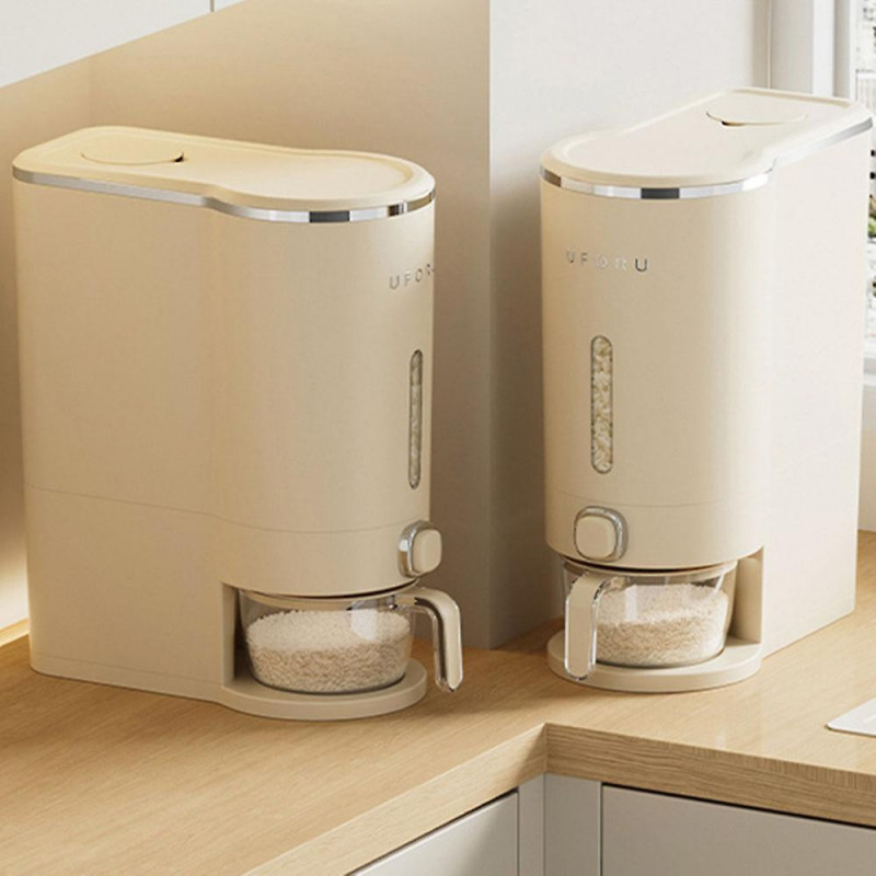Household Rices Box with Press Button Moisture-Proof Dustproof Cans for Kitchen