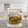 Pickle Olive Hourglass Jar Pickle Juice Wet And Dry Separator Food Container With Strainer Flip Airtight Lid