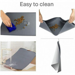 Silicon Floor Cat Dog Pet Feeding Bowl Mat Antidérapant Imperméable Essuyable Facile à nettoyer (noir) Silicon Floor Cat Dog Pet Feeding Bowl Mat Antidérapant Imperméable Essuyable Facile à nettoyer (noir)
