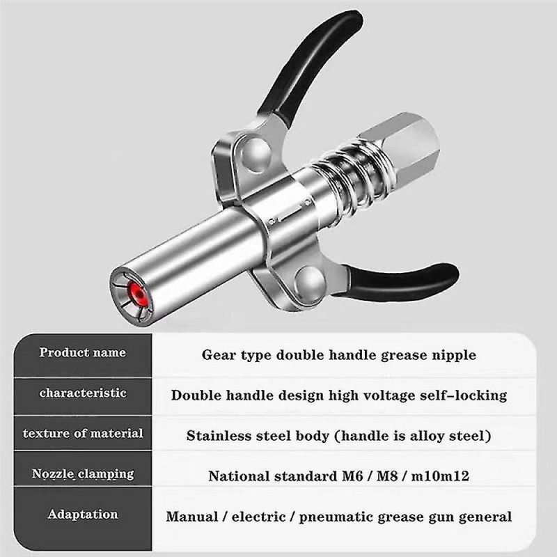 Grease Coupler No 30cm Hose Gear Grease Nozzle Heavy-duty Quick Release Grease Coupler 10000psi Two