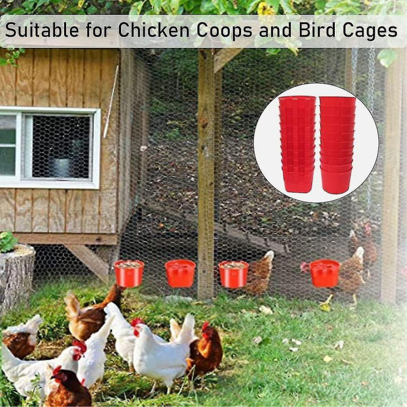 20pcs Chickens Rabbit Feeders compatible with Cage,hanging Chicken Water Feeder Cup, Plastic Birds F