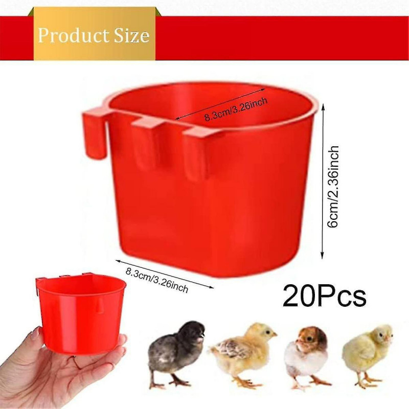 20pcs Chickens Rabbit Feeders compatible with Cage,hanging Chicken Water Feeder Cup, Plastic Birds F