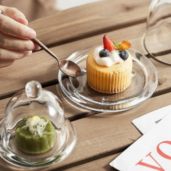 1 Set Dessert Dish Glass Tray with Transparent Lid Fruit Plate Food Container White(S) 1 Set Dessert Dish Glass Tray with Transparent Lid Fruit Plate Food Container White(S)
