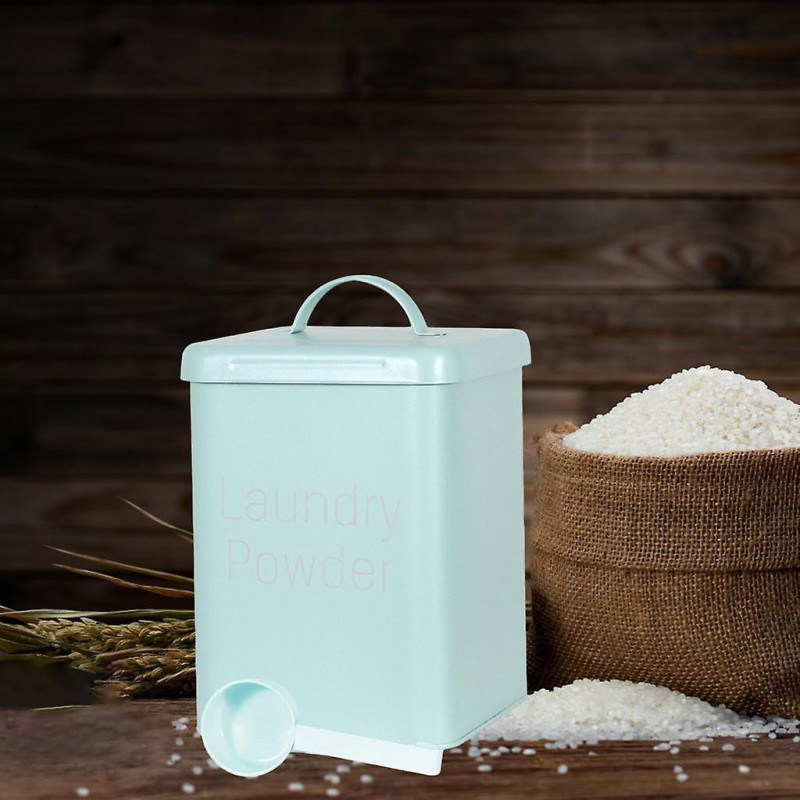2x Multifunction Storage Tin For Laundry Powder Dry Food Green+white