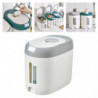 10kg Rice Storage Bucket Food Sealed Dispenser With Measuring Cup Household Light Grey