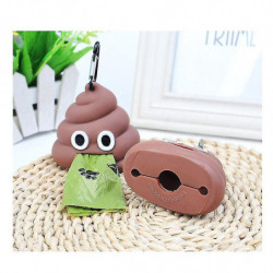 Cute Doggy Waste Bags Dispenser Cleaning, Compact Poo Shaped Dog Pet Poop Dropping Sack Holder Carry Container
