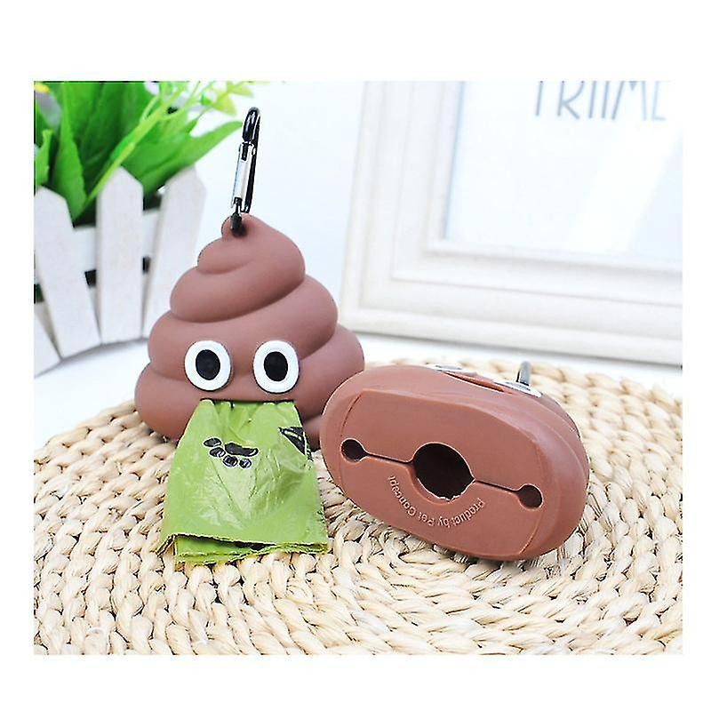 Cute Doggy Waste Bags Dispenser Cleaning, Compact Poo Shaped Dog Pet Poop Dropping Sack Holder Carry Container
