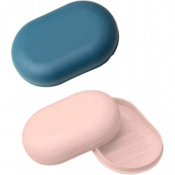 Contenants de savon portables 2 pièces Boîte à savon scellée avec couvercle (bleu marine + rose) Contenants de savon portables 2 pièces Boîte à savon scellée avec couvercle (bleu marine + rose)