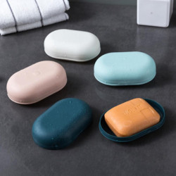 Contenants de savon portables 2 pièces Boîte à savon scellée avec couvercle (bleu marine + rose) Contenants de savon portables 2 pièces Boîte à savon scellée avec couvercle (bleu marine + rose)