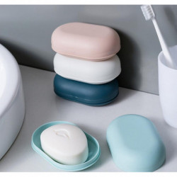 Contenants de savon portables 2 pièces Boîte à savon scellée avec couvercle (bleu marine + rose) Contenants de savon portables 2 pièces Boîte à savon scellée avec couvercle (bleu marine + rose)