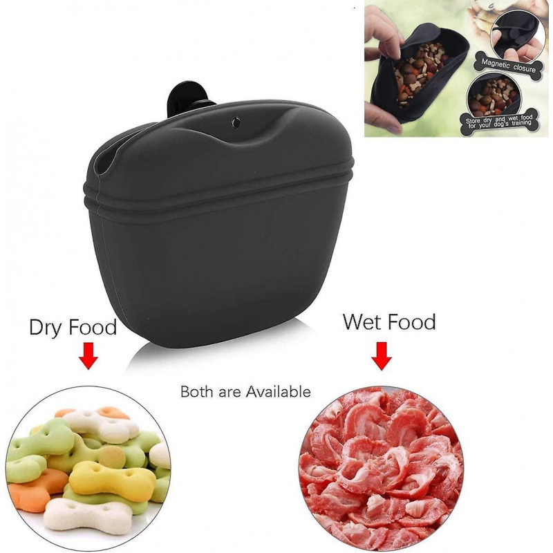 Pochette de friandise pour chiens de formation en silicone de qualité alimentaire sans BPA, couvercle de fermeture [...]