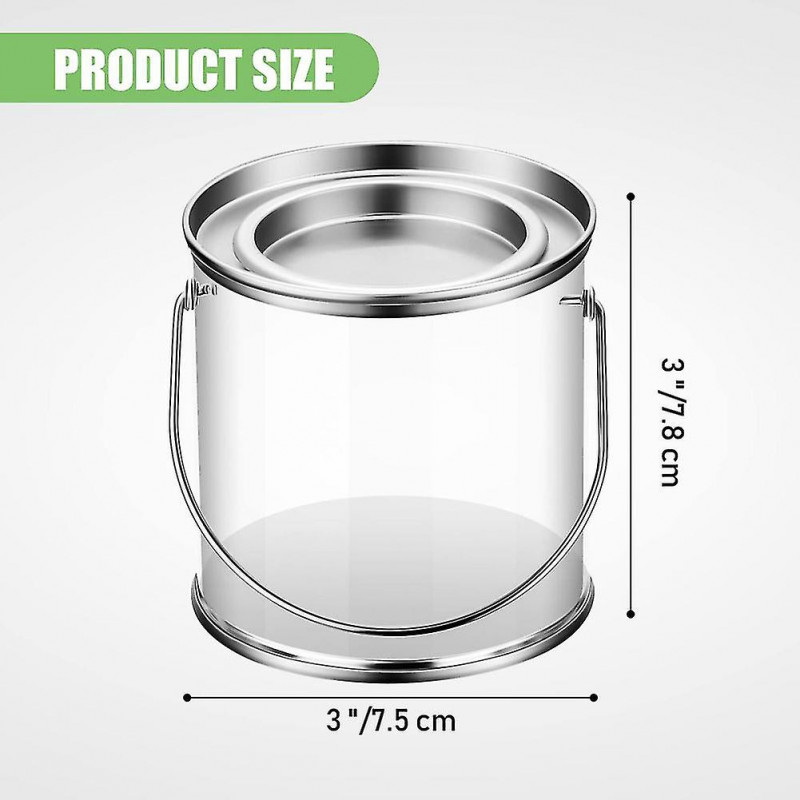 Paint Bucket Clear Bucket with Metal Lids and Handle Decorative Clear Plastic Bucket Storage Clear-B8