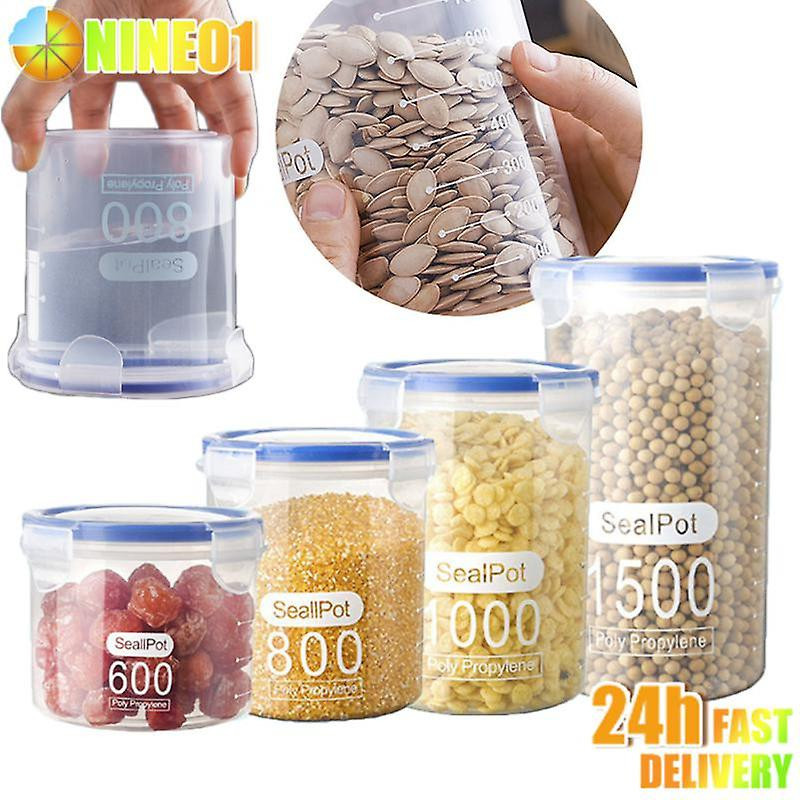 Food Storage Box Sealed Plastic Cereal Candy Dried Jars With Lid Fridge Storage Tank Containers