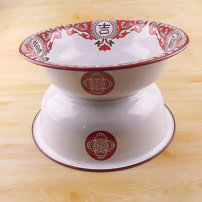 Durable Food Basin Easy Clean Enamel Large Capacity Thick Storage Plate for Home-ZZY