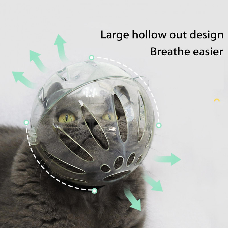 Cat Hood Hollow Breathable Adjustable Anti-licking Cat Head Shaped Pet Cat Grooming Transparent Muzzle Pet Supplies