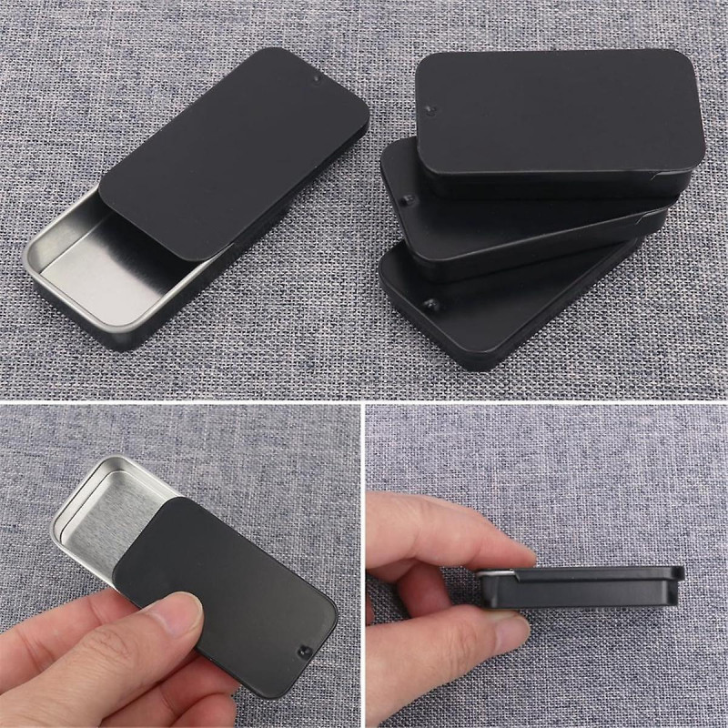 50PCS 2.36x1.3x0.43 Inch, Slide Top Tin Containers, Tin Box Container, Storage Boxes with Lid for Small Items