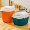 Food Storage Bucket Convenient Flip Bottom Roller Good Sealing Large Capacity Cereal Rice Food