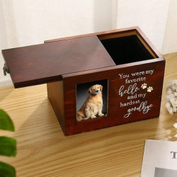 Urne pour animaux de compagnie en bois chien chat boîte de rangement Photo cinéraire cercueil Memorial Box [...]