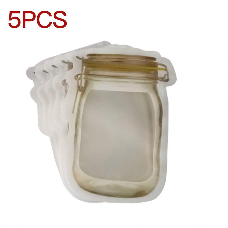 Bottle Ziplock Bag Portable Seal Moisture-proof Food Storage Bag Snacks Fresh-Keeping Bag 5Pcs