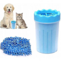 Dog Paw Cleaner, Pet Paw Cleaner With Towel, Pet Cleaning Brush - Blue Large