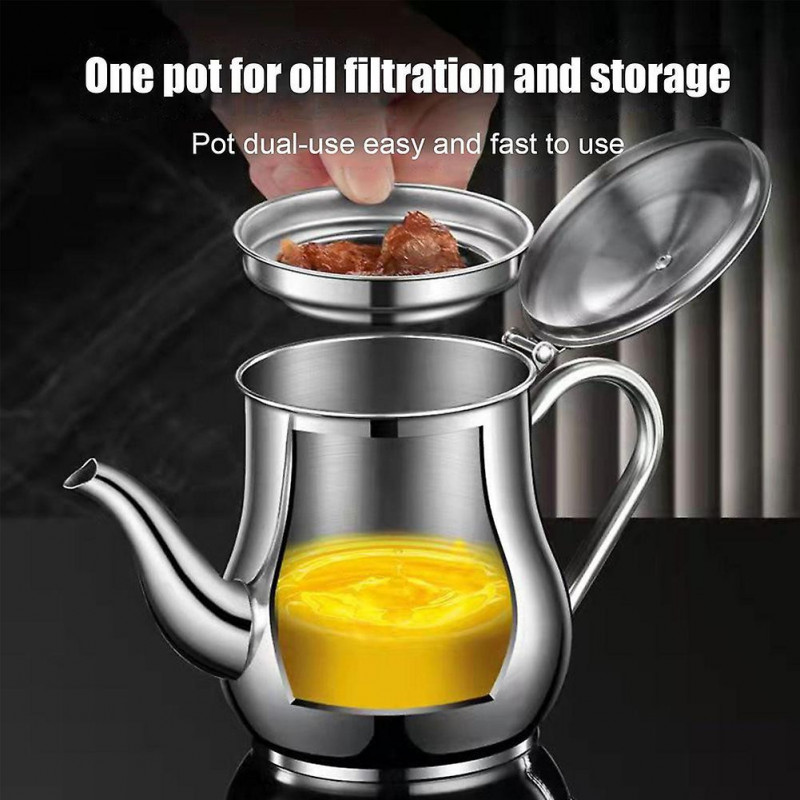 Filtre à huile Pot Fine Mesh Lid Food Container Séparateur d’huile Graisse Stockage Boîte