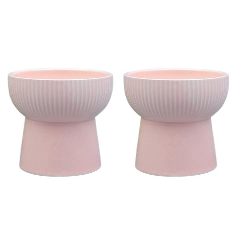 Ceramic Raised Elevated Bowl Pet Cats Dogs Food Water Dish Stress Free Porcelain Feeding Dispenser Container