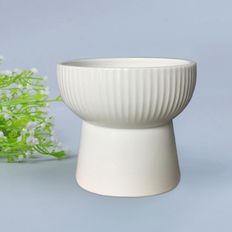 Ceramic Raised Elevated Bowl Pet Cats Dogs Food Water Dish Stress Free Porcelain Feeding Dispenser Container