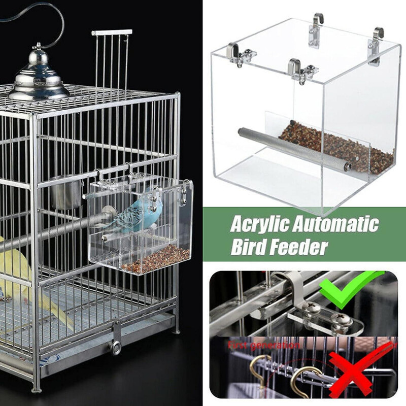 Automatic Bird Feeder No Mess Bird Cage Pet Feeder Seed Food Container