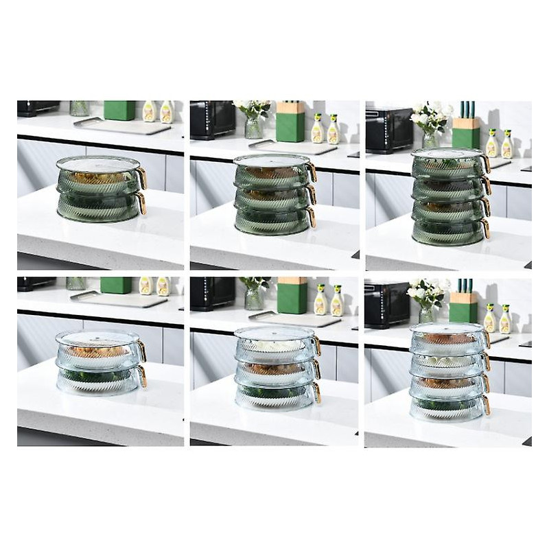 Kitchen Dust-proof Fresh-keeping Fruit and Vegetable Food Storage Box-Four Layers (White)