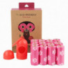 16 Rolls Dog Paw Pattern HDPE+EPI / D2W Biodegradable Pet Dog Poop Waste Bags with Dispenser - Pink