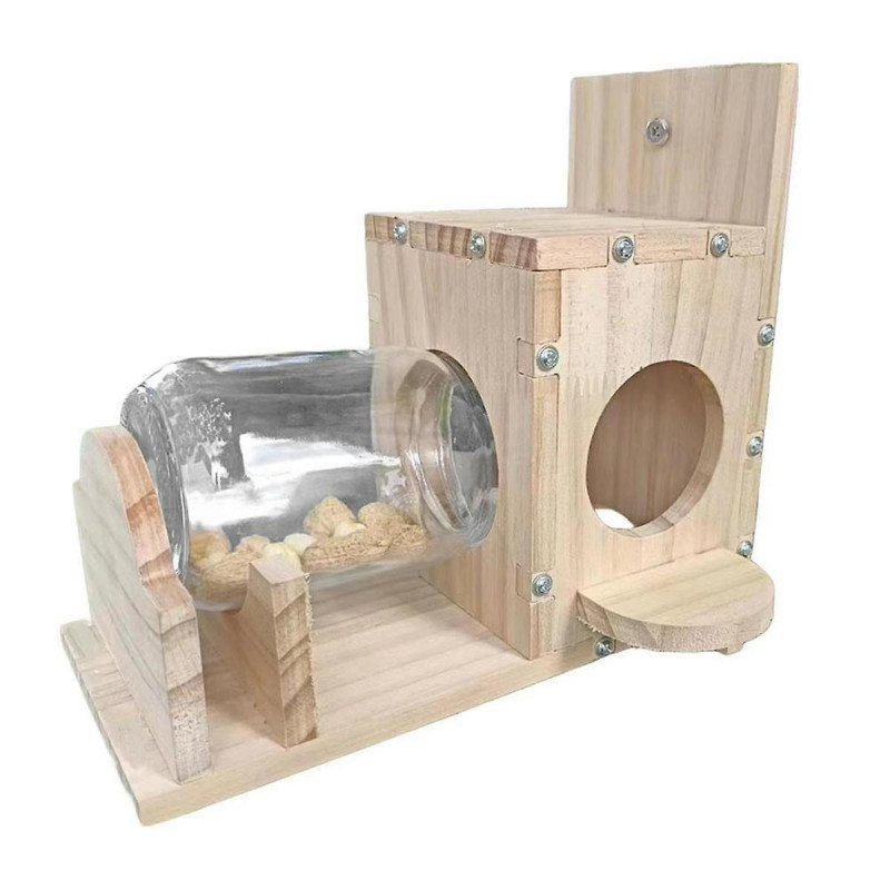 Squirrel Feeding Box Durable Food Container Wooden Squirrel Pet Food Storage Tools Squirrel Bird Feeder