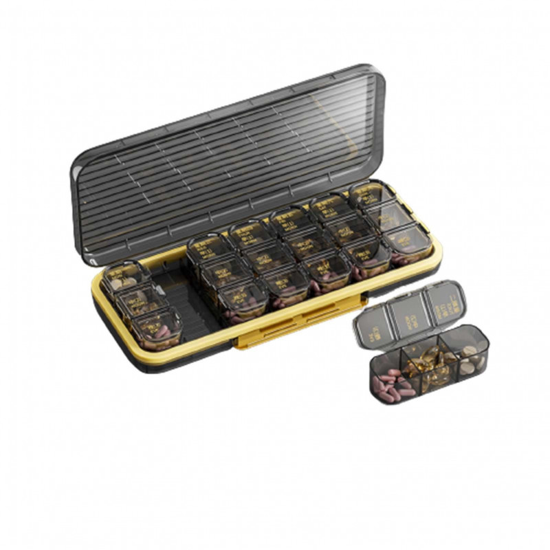 21 Grid Tablets Distributeur Boîte de médecine portable à l’épreuve de l’humidité pour les voyages en plein air