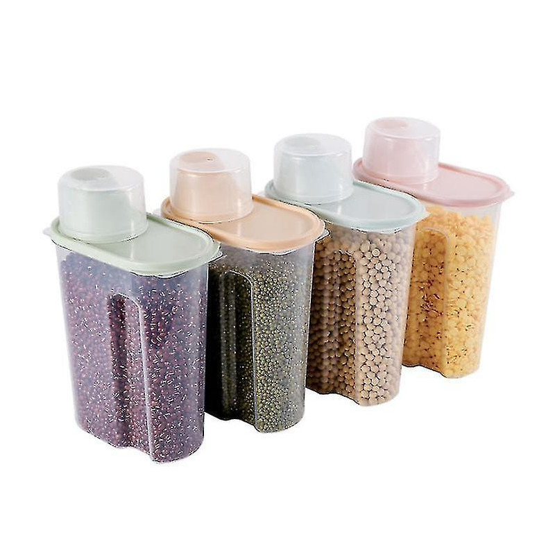4pcshousehold Transparent Grain Storage Tanks, Kitchen Storage Boxes, Plastic Sealed Tanks, Waterproof Grain Tanks
