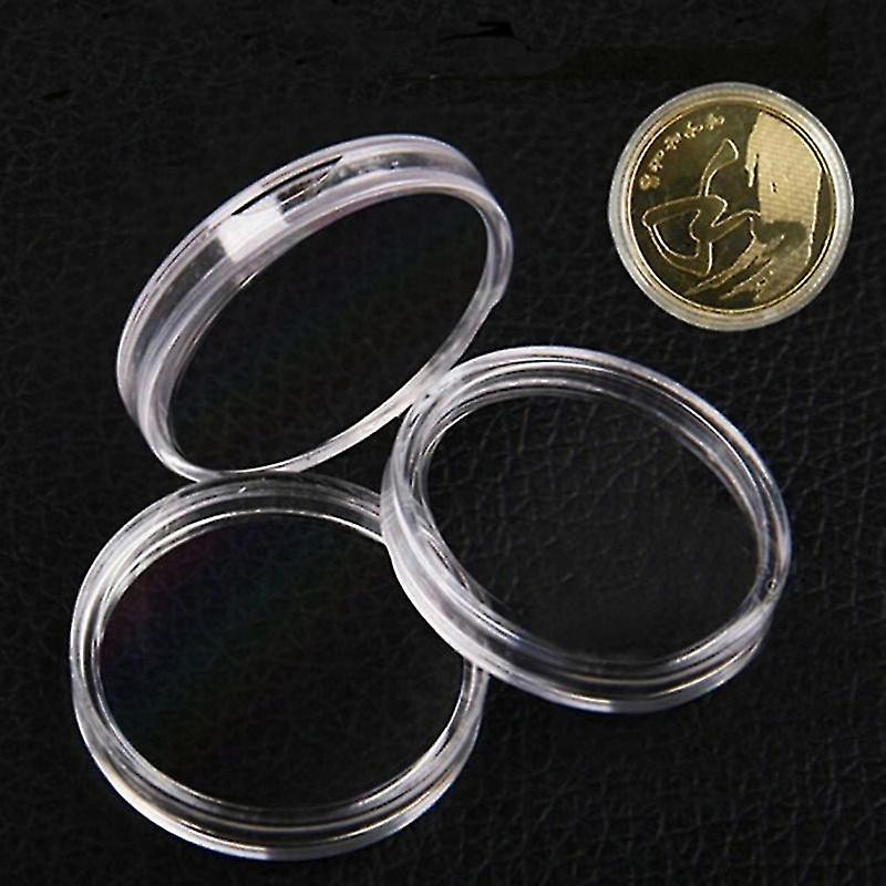 100pcs 25mm Mini Round Transparent Collection Coin Capsule Storage Box Container - Jxlgv