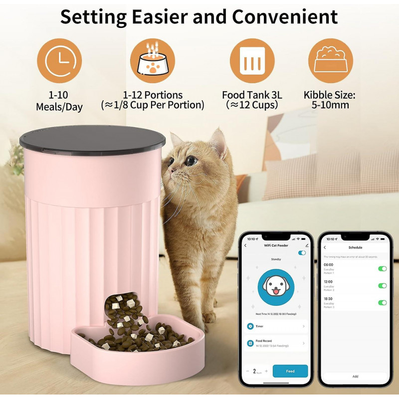 2set Automatic WiFi Cat Feeders, Timed Smart Pet Dry Food Dispenser with APP & Twist Lock Lid, Up to 10 Meals Per [...]