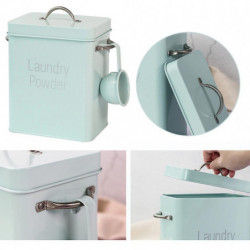 Boîte de rangement en métal avec couvercle et boîte de rangement à 3 poignées de lessive domestique avec boîte de [...]