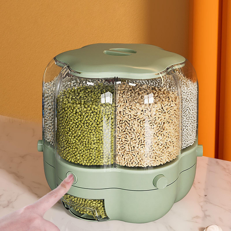 Cereal Container Clear Rotating Moisture Proof For Household Food Storage Green Cereal Container Clear Rotating Moisture Proof For Household Food Storage Green