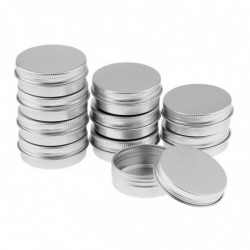 10 Empty Aluminum Tins Cans With Screw Lids Box Container Jar Top Round 30g 10 Empty Aluminum Tins Cans With Screw Lids Box Container Jar Top Round 30g