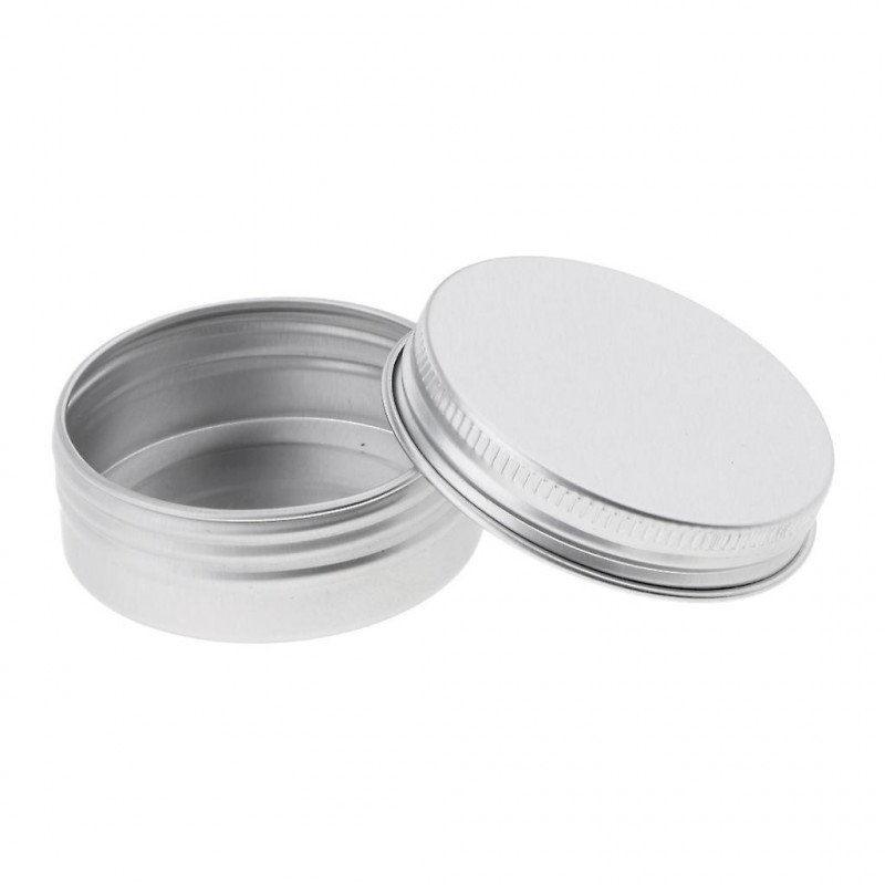 10 Empty Aluminum Tins Cans With Screw Lids Box Container Jar Top Round 30g 10 Empty Aluminum Tins Cans With Screw Lids Box Container Jar Top Round 30g
